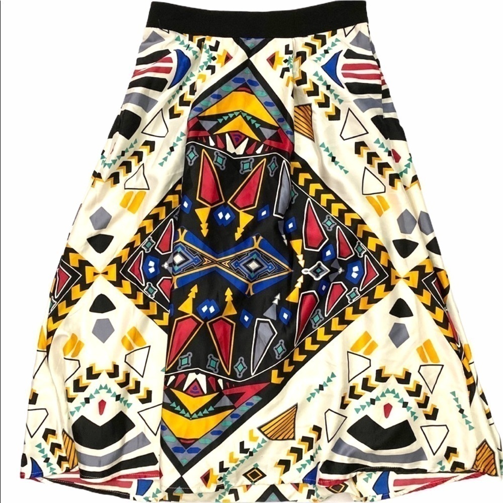 Aztec Vintage Inspired NWT Satin Francesca’s Midi Skirt